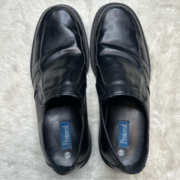Protocol Slip-On Loafers with Rounded Toe and Durable Sole Black Size 12 - Picture 7 of 16